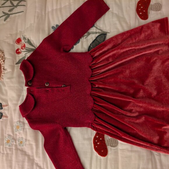 Mini Biden Cranberry Sparkly Bodice Velour Skirted Dress 18-24 months - Picture 3 of 3